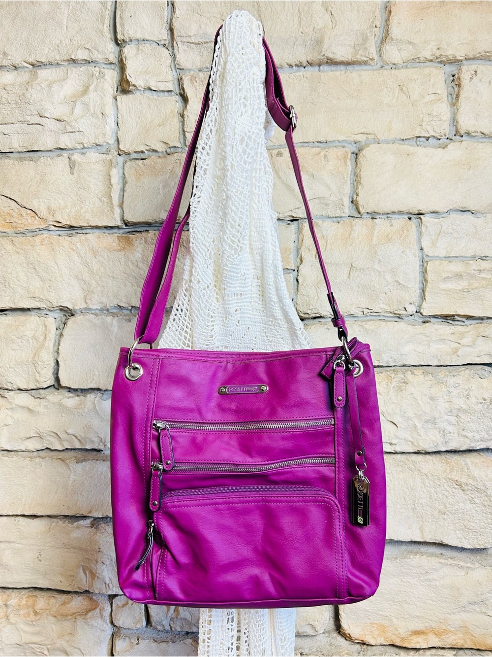 Rosetti Purple Shoulder Bag with Multiple Zippers